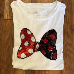 Disney White Tee with Red and Black Sequin Bow
